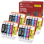 Toner Kingdom Pack of 20 570XL 571XL Ink Cartridges Compatible for Canon PGI-570 CLI-571 XL for Canon forPixma MG5750 TS5050 MG5753 MG6850 MG6852 MG5700 MG5751 TS5055 MG5752 MG6851 MG6851 TS505