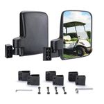 KEMIMOTO No Drilling Golf Cart Side Mirrors, Universal Golf Cart Mirrors for 0.75"-1.25" Square Rail, Folding Side View Mirrors Compatible with EZGO, Club Car, Drive2, ICON, Black