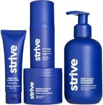 Strive Apex Skin Care Set - Advanced Anti Aging - Fragrance Free, All Skin Types, Fights Dark Circles Dull Skin - Peptides, Retinal, Vitamin C, Niacinamide (Face Wash, Scrub, Moisturizer, Serum)