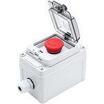 OELFFOW IP67 Button Switch Outdoor Waterproof Box Red Button Emergency Stop with Protective Cover Anti-misoperation Switch(AC/DC 6A-110V/3A-240V/2.5A-380V)