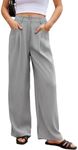 EVALESS Dress Pants Women High Waisted Wide Leg Work Pants Business Casual Outfit 2024 Gray XL