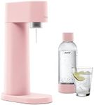 Mysoda Woody Sparkling Water Maker Machine - Water Carbonator Made of Renewable Wood Composite with 1L Quick-Lock BPA-Free Plastic Bottle (Pink)