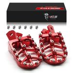 MZS Dirt Bike Foot Pegs, CNC Motocross Footpeg MX Footrest Rest Pedal Red Compatible with CRF150F | CRF230F | KDX200 | Light Bee X/S | X160 X260 | MX3 MX4 | XR150L