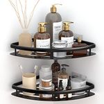 LURVUO Shower Caddy Corner, 2Pack Bathroom Shower Shelves, Adhesive Shower Organizers No Drilling Shower Rack for Bathroom Storage,Dorm and Kitchen Storage(Black)