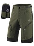 ARSUXEO Cycling Shorts Mens Loose Fit Mountain Bike Shorts Padded Water Ressistant 1903 001D Green Small