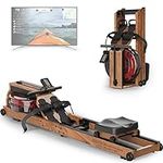 JOROTO Water Rowing Machine for Home Use, Oak Wood Foldable Rower Machine 330lbs Weight Capacity with Bluetooth Monitor, Phone Holder