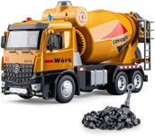 HAPYAD Cement Mixer Toy Truck Metal Cab, Big Construction Truck with Lights Sounds and Working Movable Parts, Friction Powered Construction Vehicles for Boys and Girls