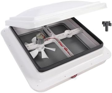 Luocute 340x340mm RV Roof Vent Fan, White 12V Exhaust Fan for RV Trailer, ABS Material, Water Proof, Single Way Ventilation Fan with Mesh Screen