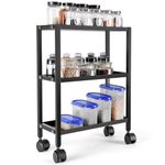 D&V ENGINEERING - Creative in innovation 3-Tier Multipurpose Kitchen Rack | Spice Rack for Kitchen | Kitchen Trolley | Kitchen Countertop Storage Shelf Organizer with Wheels