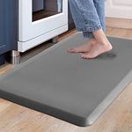 Carvapet Non Slip Kitchen Mat Anti Fatigue Standing Mats 12MM Cushioned Comfort Kitchen Floor Mats PVC Waterproof Runner Rug for Standing Desk, Kitchen, Office(Grey,17"x28")