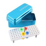 60 Holes Dental Bur Blocks with Measurable Cover Autoclavable, Aluminum Burs Case Organizer Disinfection Holder Box for Dental Lab, Dentist Tool (Blue)