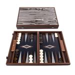 Manopoulos Fossil Forest Luxury Backgammon Set with side racks & accessories - 19 inch x 12 inch (48cm x 30cm) Closed) – Classic Strategy Board game – Suitable for serious players or collectors