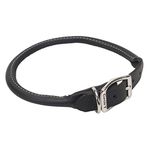 Circle T Black Rolled Leather Dog Collar - 18 in