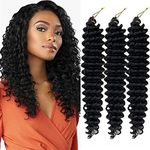 Ocean Wave Crochet Hair 22 Inch Deep Wave Crochet Braids Hair for Women Deep Twist Braiding Hair Deep Wave Crochet Braiding Synthetic Hair Extensions (22 Inch, 1B)