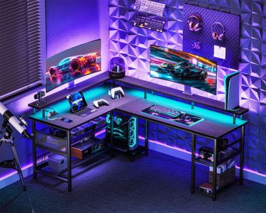ODK L-Shaped Gaming Desk – Black Corner Computer Table