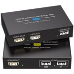 VEDINDUST 120M/400FT HDMI KVM USB Extender For Remote Mouse and Keyboard Control Transmission Over Single Cat5e/6/7 HD Full HD 1080P@60Hz Support Loop Out