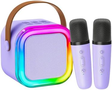Mini Kids Karaoke Machine with 2 Wireless Microphones, Portable Bluetooth Speaker Karaoke Machine Toys Gifts for Kids Boys Girls Ages 3 4 5 6 7 8 9 10 11 12+ Years Old Toddler Teens Adult Family Party