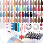 Lavender Violets Gel Nail Polish Kit with U V Light, 45 Colors All Seasons Soak Off Gel Polish Nail Set with MatteGlossy Base Top Coat Essential Manicure Tools Nails Art Gifts LA07