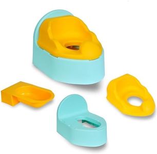 Pottychair (Yellow) Sqwhat 3-in-1 Indian/Squat style and western style potty chair, with an adaptable toilet seat/adapter with removable collection tray, 12 months to 6 years or max 20kgs/110cms tall
