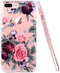 iPhone 6 Case, iPhone 6S Case, JIAXIUFEN TPU Silicone Protective Mobile Phone Case Transparent Mobile Phone Case Cover for Apple iPhone 6 6S – Pink Purple Rose