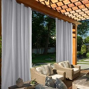 Outdoor Curtain Garden Patio Gazebo Sunscreen Blackout Curtains, Thermal Insulated Curtains with Grommet | Waterproof& Windproof&UV-protection & Mildew Resistant (Gray, 2 Panels, 54" x 108")