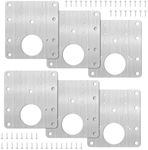 Hinge Repair Plate, 6 Pcs Cabinet Hinge Repair Plate with 36 Pcs Customized Screws, Stainless Steel Kitchen Cabinet Brackets with Holes, Concealed Cupboard Door Hinge Repair Brackets for Furniture