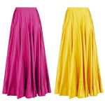 Mrugneni Silk Maxi Skirts, Ethnic Wear, Kali Pattern, Set of 2, (in, Alpha, Free Size, Regular, Yellow/Hot Pink)