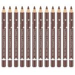 Go Ho 12 PCS Brown Eyebrow Eyeliner Pencil, Waterproof Eyebrow Pencil,Long-lasting Sweat-proof Eyeliner Makeup Brow Tint Pen（ Medium Brown）