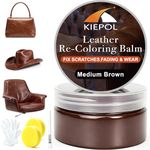 KIEPOL Medium Brown Leather Repair Kit - Recoloring Balm and Dye to Restore & Renew Scratch, Faded and Aged Vinyl Couches, Boots, Car Seats or Furniture