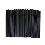 FOREVERIE Flexible Plastic Straws Bendable for Drinking, Diameter 5 MM Length 21 CM (8.27 Inches), 100 PCS, Black, Standard Length