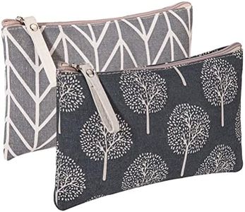 SUMAJU 2 Pcs Canvas Cosmetic Bag, Multi-Function Small Zipper Pouch Cute Makeup Pouch Travel Toiletry Bag Travel Size Toiletries Christmas Stocking Stuffers Gifts for Women,8.6 * 5.5 In