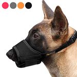 HEELE Breathable Mesh and Durable Nylon Dog Muzzle with Adjustable Loop and Soft Pad - Black, L