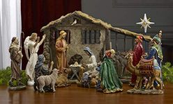 Three Kings Traditional Nativity Scene Set 14'' Scale - Additional options for more figurines (16 Piece 14'' Scale Figures and Stable)