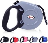 Qttie 8M Retractable Dog Leash,Heavy Duty Dog Leash Retractable,Dog Walking Leash for Dog or Cat up to 40 kg,360° Tangle-Free Strong Nylon Tape,Anti-Slip Handle,One-Handed Brake,Pause,Lock Grey