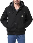 TUAOVA Men's Fit Relaxed Work Coat Fleece Lined Waterproof Workwear Winter Hooded Jacket with Multiple Pockets(Black,3XL)