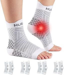 HUEGLO Attelle Cheville Sport pour Chevillère Entorse, 4 Paire Chaussettes de Contention Homme Femme Strapping Chevillere de Maintien Ligamentaire pour Fasciite Plantaire Blanc M