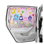 Window Shade for Baby, Blackout Car Curtain With Storage Pockets & 7 Suction Cups, Cartoon Pattern Side Sun Shade Cover for Sun/Heat/UV Rays Protection (Pink-Animals)