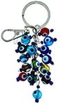 LUCKBOOSTIUM Evil Eye Car Hanging Ornament/Cluster KeyChain Ring - Colorful Evil Eyes Beads - Rear View Mirror Accessories - Charm for Good Luck and Blessing - Gift for Men & Women