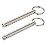 2 Pack Long Quick Release Pin, Diameter 3/8"(9.5mm), Usable Length 3"(76mm), Overall Length 3.6"(92mm), Full 316 Stainless Steel, Bimini Top Pin, Marine Hardware