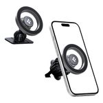 Spigen Magnetic Air Vent Car Mobile Holder, Super Strong Magnet, (Magnetic Ring & Extra Mini Dashboard Mount Included) for iPhone 17/16/15/14/13/12, Samsung Galaxy Series & More (MFT13) - Silver