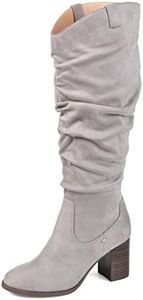 Journee Collection Womens Aneil Slouch Boot with Slouchy Vegan Suede and Inside Zip Closure, Grey (Extra Wide Calf), 8.5 Wide