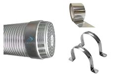 Oicota Chimney Exhaust Pipe Expended Upto 10 Ft With Cowl Cover, 2Pcs Free Clamps And Aluminum Tape (6 Inch) - Silver