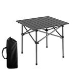 Yorten Folding Metal Camping Table Portable Side Table Aluminum Lightweight Table with Carry Bag for Outdoor Cooking Hiking Picnics BBQ Travel (Black)