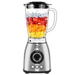 Uten Blender 2L Glass Jug, 3 Automatic Programs Ice Crush, Smoothie, Pulse, 18 Speed Levels, Kitchen Table Blender, 6 Blades, Stainless Steel Housing, Milkshakes Fruit Juices, Grindable Coffee