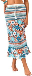 FAIRY SEASON Women's Crochet Beach Cover Up Maxi Skirt Bathing Suit Bikini Coverup Boho Vacation Outfit