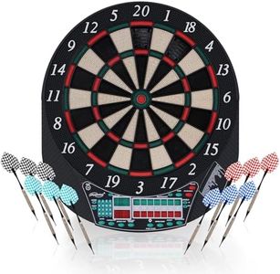 Physionics® Bersaglio Elettronico con 12 Freccette - Display LED, 100 Punte di Ricambio, 27/28 Giochi, 100+ Variazioni, 1-16 Giocatori, 3 Modelli - Tirassegno, Gioco di Freccette, Tiro a Segno, Dartboard