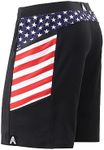 Anthem Athletics Hyperflex 9 in Men's Workout Shorts - Zipper Pocket Short for Running, Athletic & Gym Training - Black & American Flag G2 - Medium