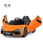 COSTWAY 12V Kids Electric Ride on Car, Licensed Lamborghini Revuelto Electric Toy Vehicle with Remote Control, LED Lights, Horn, Music, MP3, USB, Hydraulic Doors, for Ages 37-95 Months (Orange)