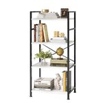 Vermess Bookshelf, 4 Tier Industrial Bookcase, Metal Small Bookcase, Rustic Etagere Book Shelf Storage Organizer for Living Room, Bedroom, and Home Office, White