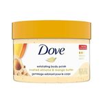 Dove Exfoliating Body Polish Scrub for Dry Skin with Crushed Almond and Mango Butter, Gently Exfoliates and Moisturizes to Reveal Instantly Soft, Smooth & Healthy Skin, Naturally Derived Ingredients, Sulfate-Free, Fruity Scent, 298g